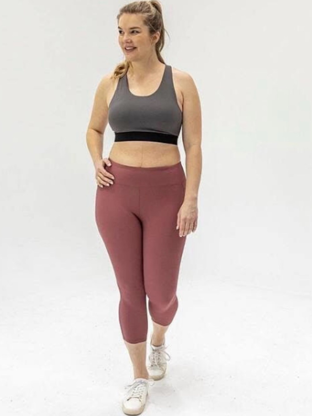 Senita Lux 7/8 Capris - Marsala Mauve Cropped Capri Running Tights leggings
